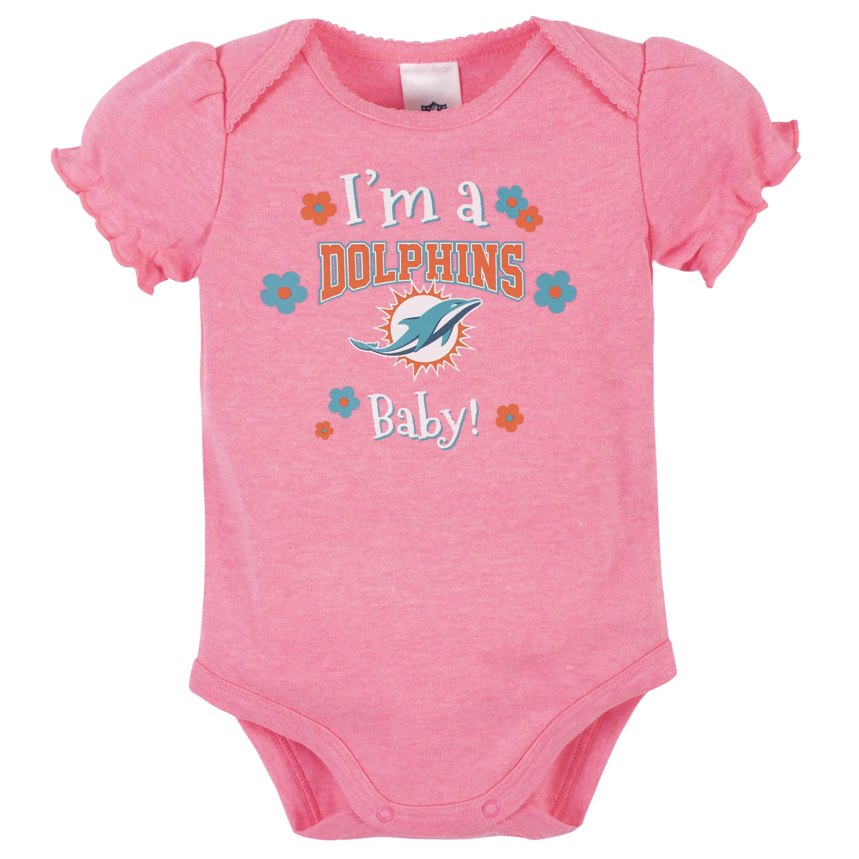 3-Pack Baby Girls Miami Dolphins Short Sleeve Bodysuits Gerber Childrenswea