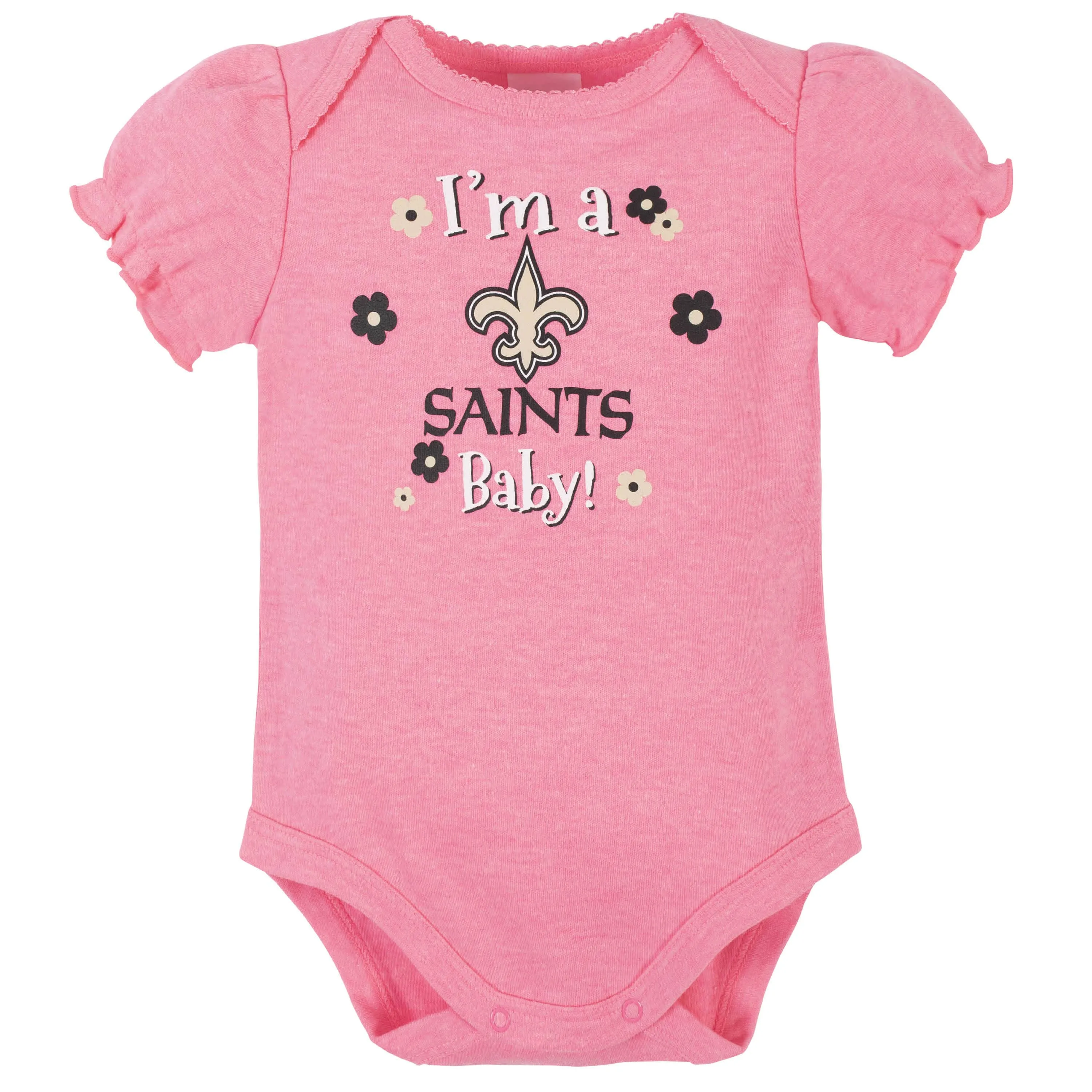 3-Pack Baby Girls New Orleans Saints Short Sleeve Bodysuits Gerber Childrenswea