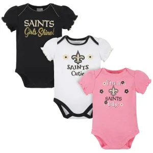 3-Pack Baby Girls New Orleans Saints Short Sleeve Bodysuits Gerber Childrenswea