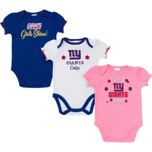 3-Pack Baby Girls New York Giants Short Sleeve Bodysuits Gerber Childrenswea