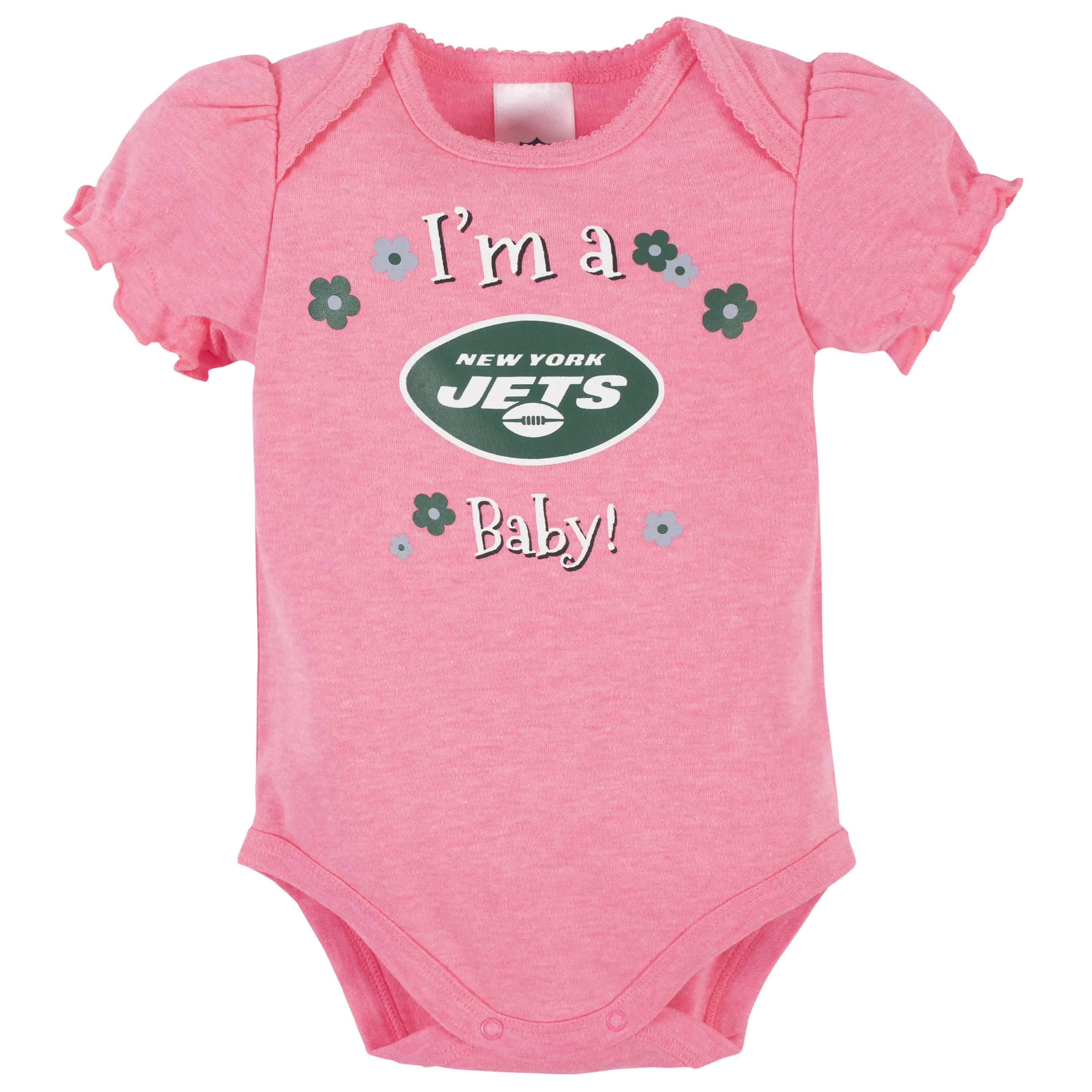 3-Pack Baby Girls New York Jets Short Sleeve Bodysuits Gerber Childrenswea