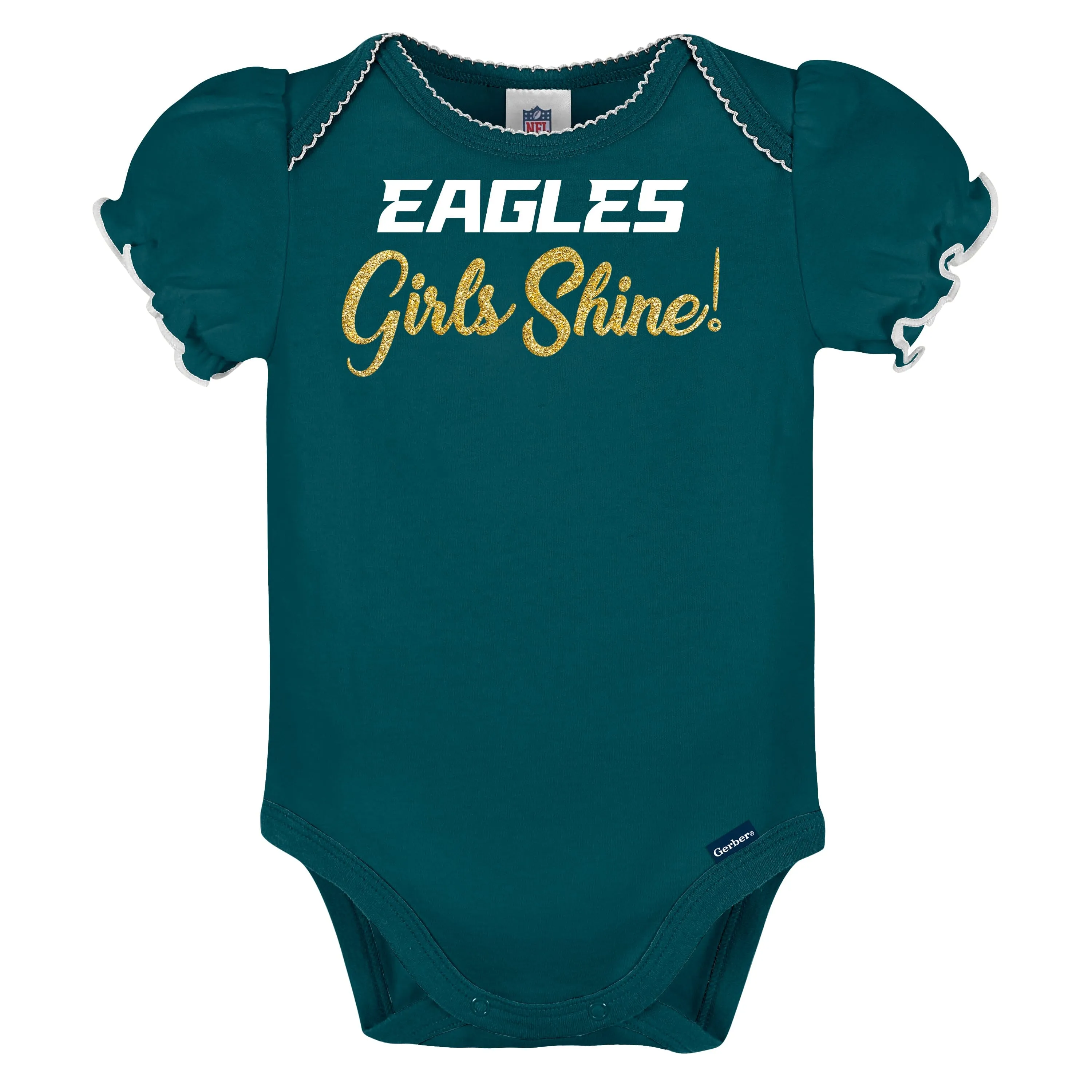 3-Pack Baby Girls Philadelphia Eagles Short Sleeve Bodysuits Gerber Childrenswea