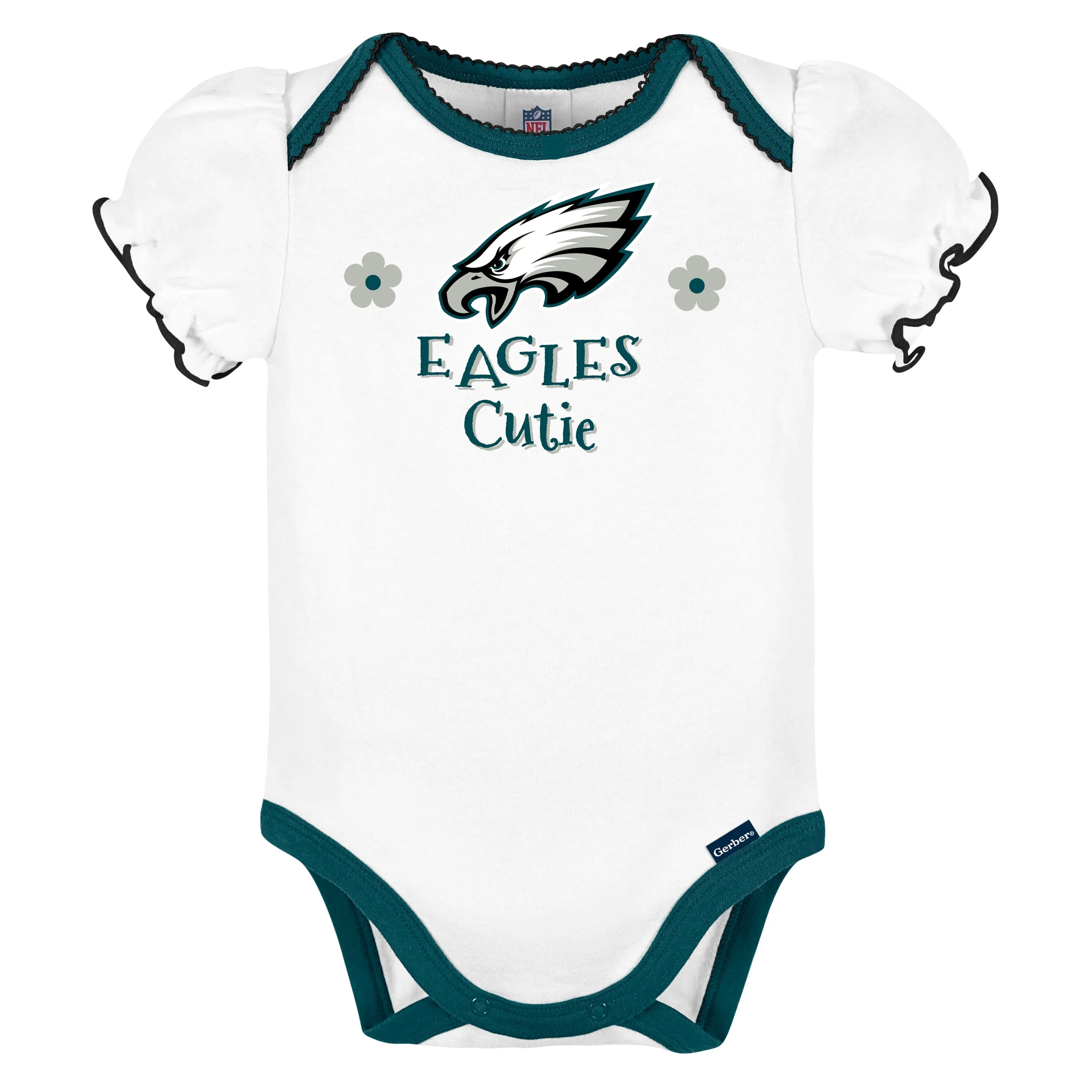 3-Pack Baby Girls Philadelphia Eagles Short Sleeve Bodysuits Gerber Childrenswea