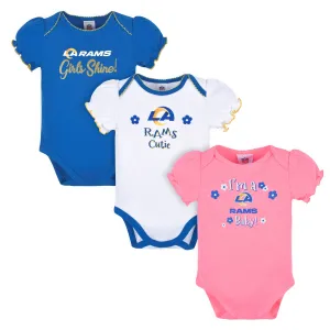 3-Pack Baby Girls Rams Short Sleeve Bodysuits Gerber Childrenswea