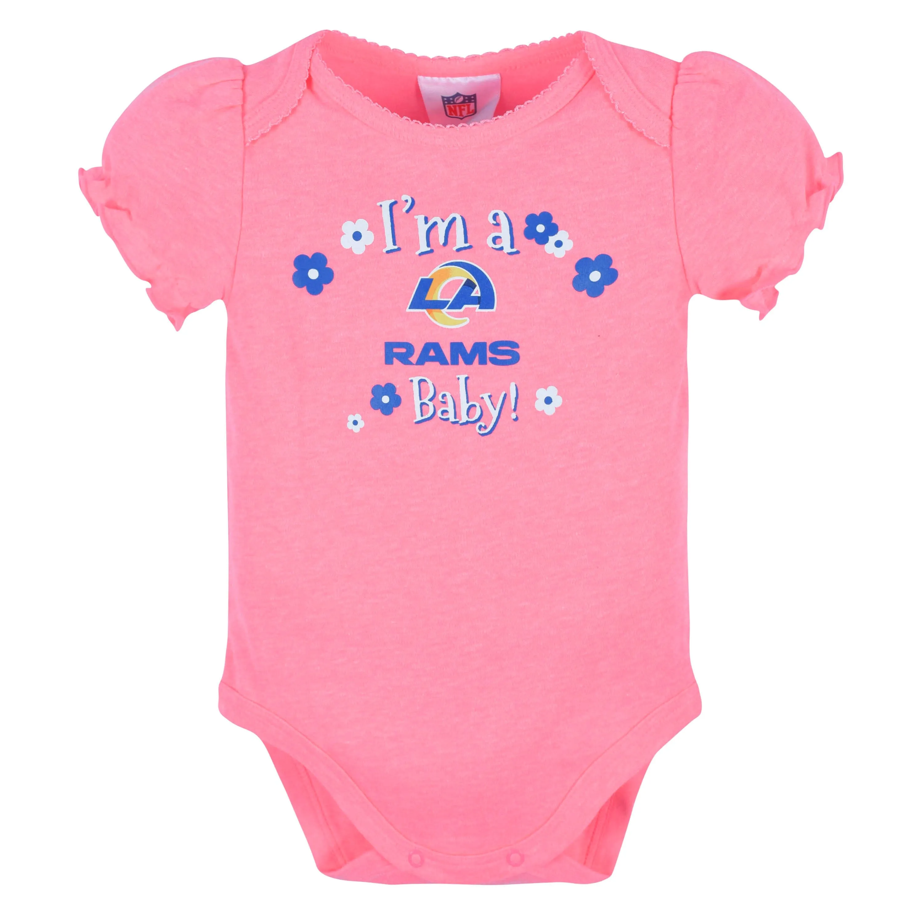 3-Pack Baby Girls Rams Short Sleeve Bodysuits Gerber Childrenswea