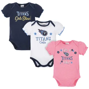3-Pack Baby Girls Tennessee Titans Short Sleeve Bodysuits Gerber Childrenswea