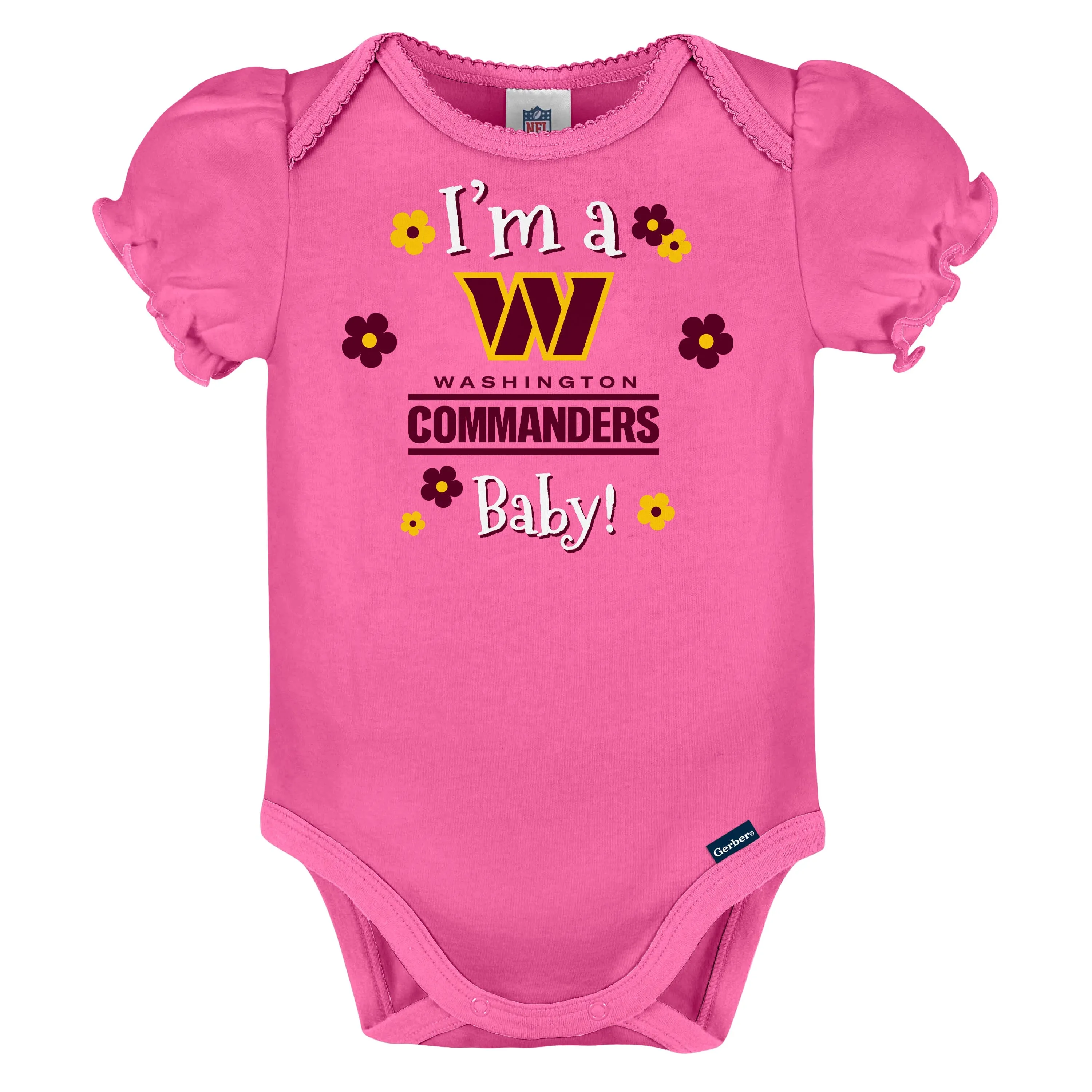 3-Pack Baby Girls Washington Commanders Short Sleeve Bodysuits Gerber Childrenswea
