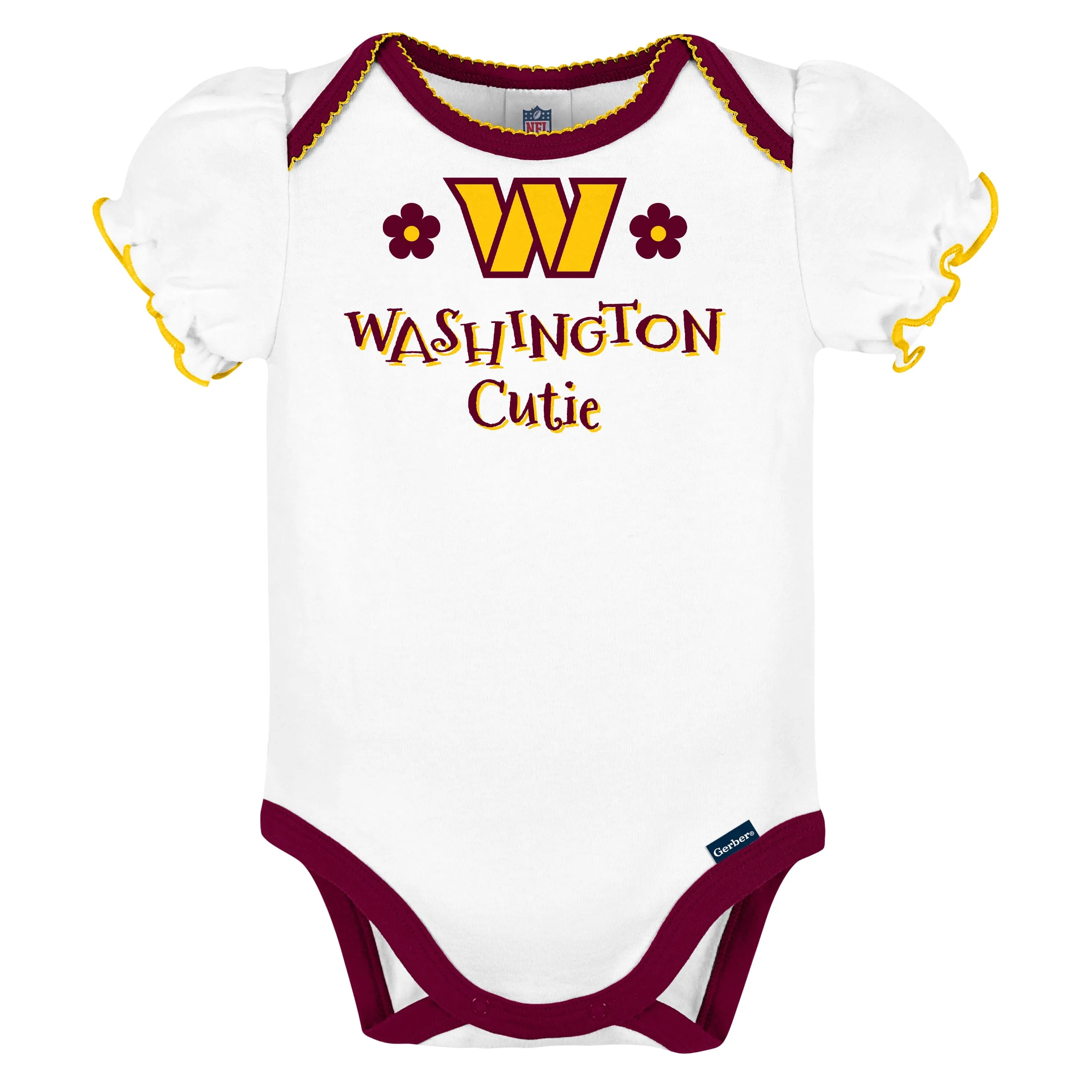 3-Pack Baby Girls Washington Commanders Short Sleeve Bodysuits Gerber Childrenswea