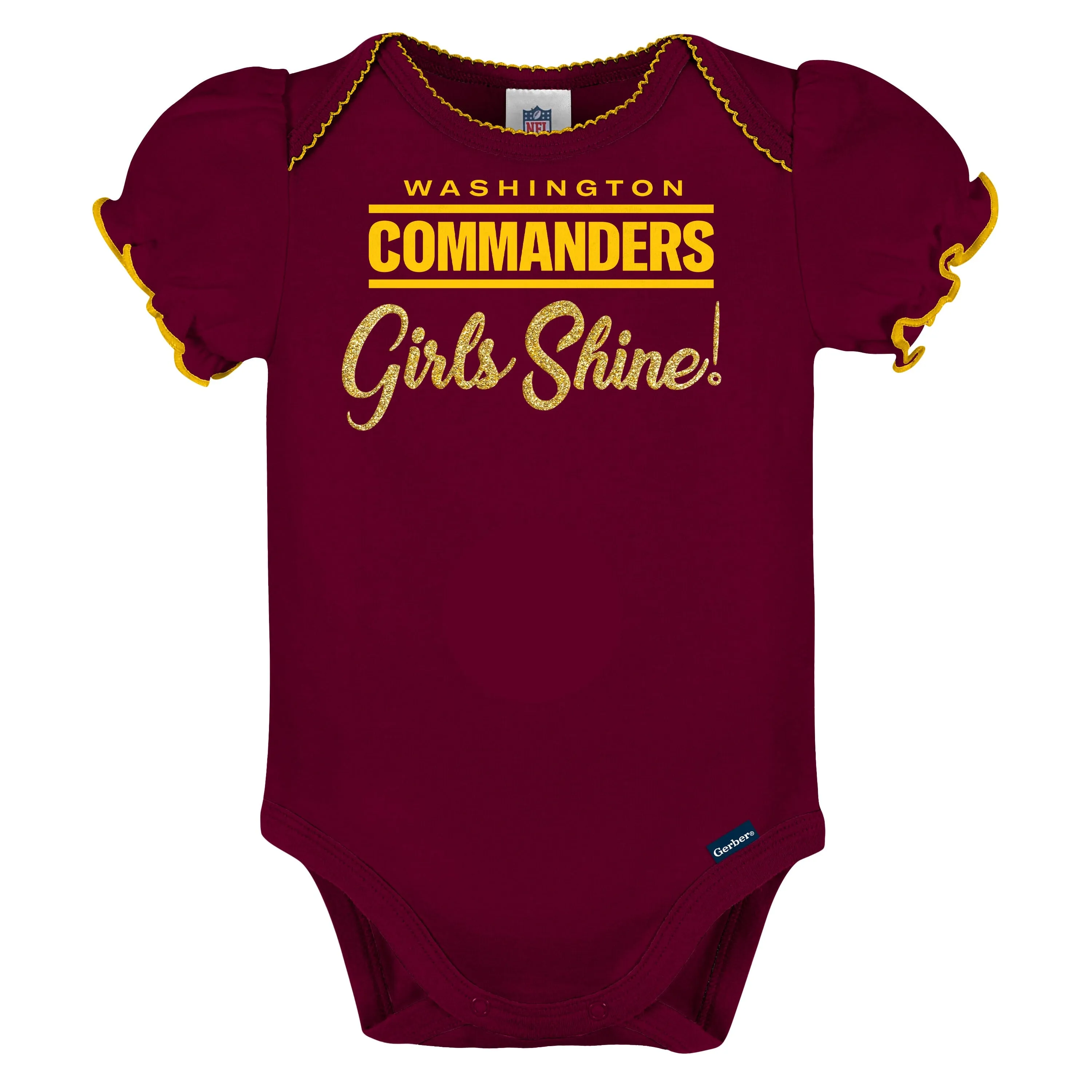 3-Pack Baby Girls Washington Commanders Short Sleeve Bodysuits Gerber Childrenswea