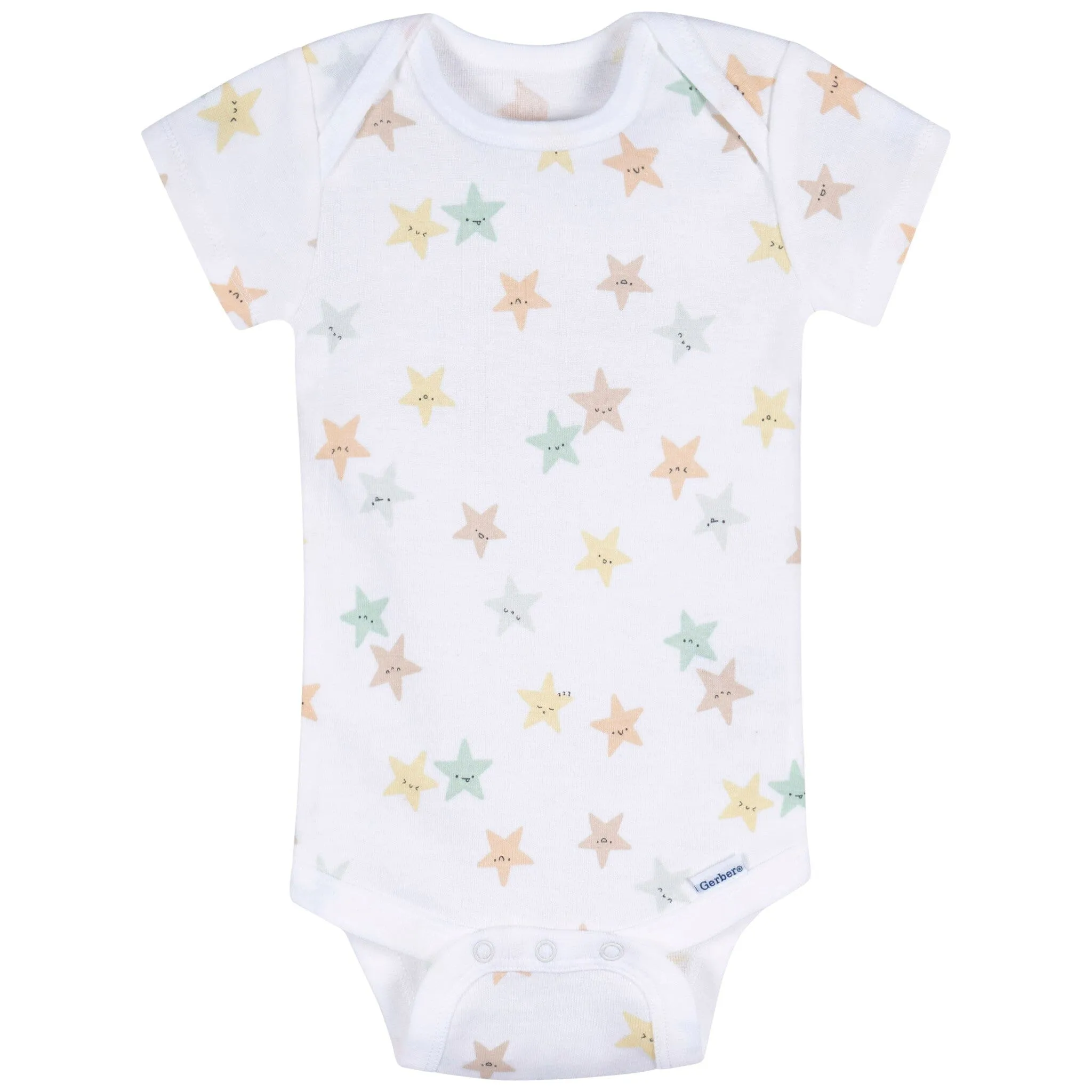 3-Pack Baby Neutral Starry Smiles Short Sleeve Onesies Bodysuits Gerber Childrenswea