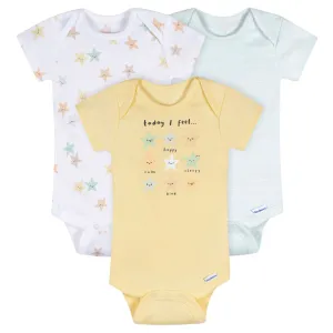 3-Pack Baby Neutral Starry Smiles Short Sleeve Onesies Bodysuits Gerber Childrenswea