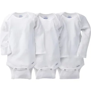 3-Pack White Long Sleeve Onesies Bodysuits with Mitten Cuffs Gerber Childrenswea