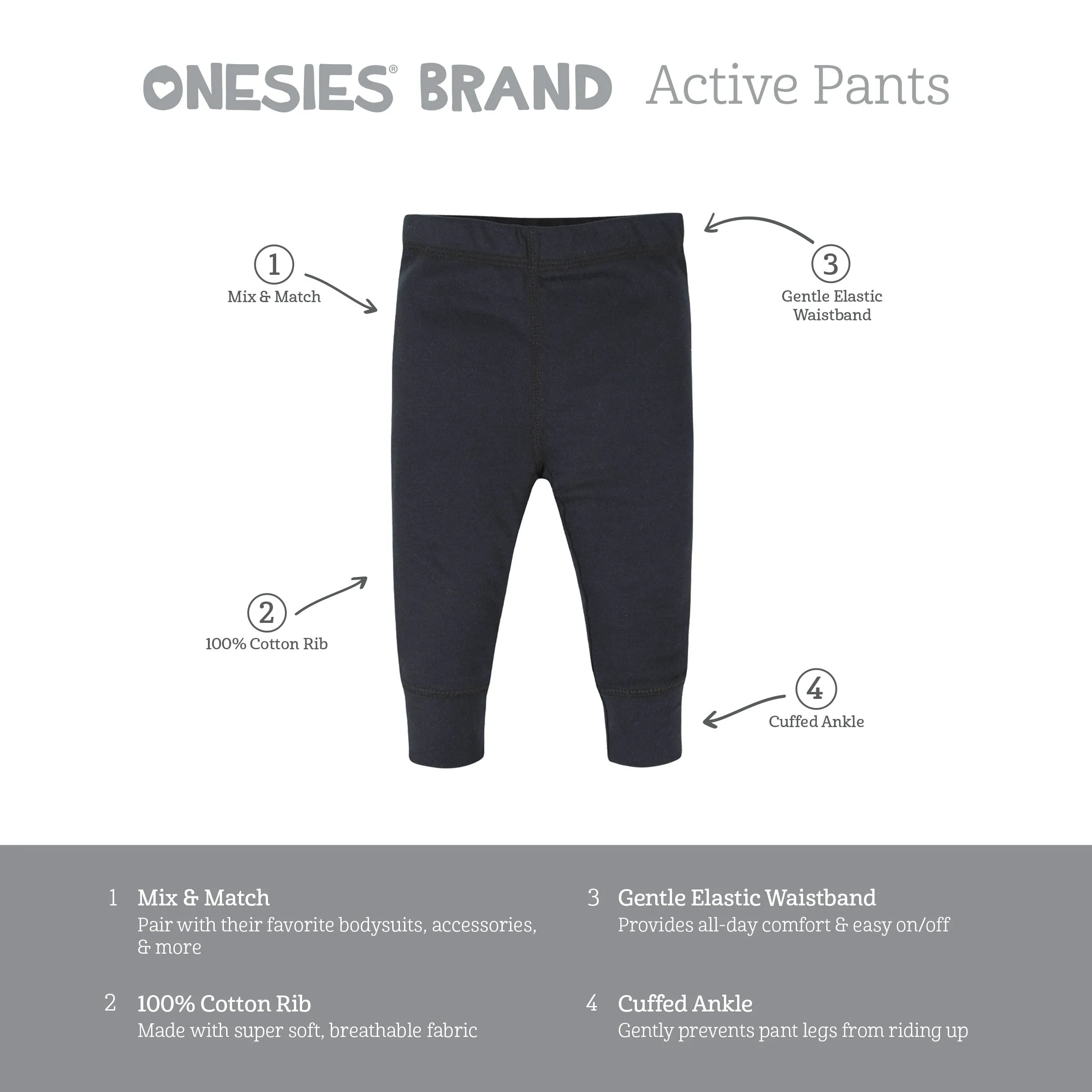 4-Pack Baby Boys Black Stripes Pants Gerber Childrenswea