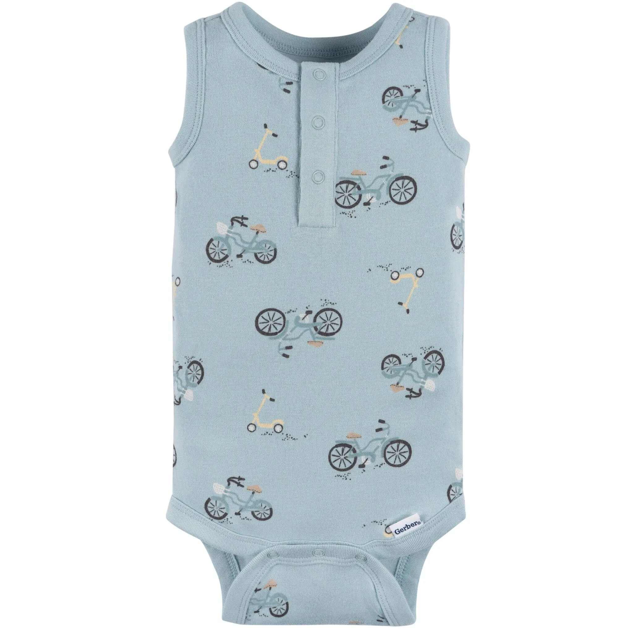 4-Pack Baby Boys Blue Bike Sleeveless Onesies Bodysuits Gerber Childrenswea