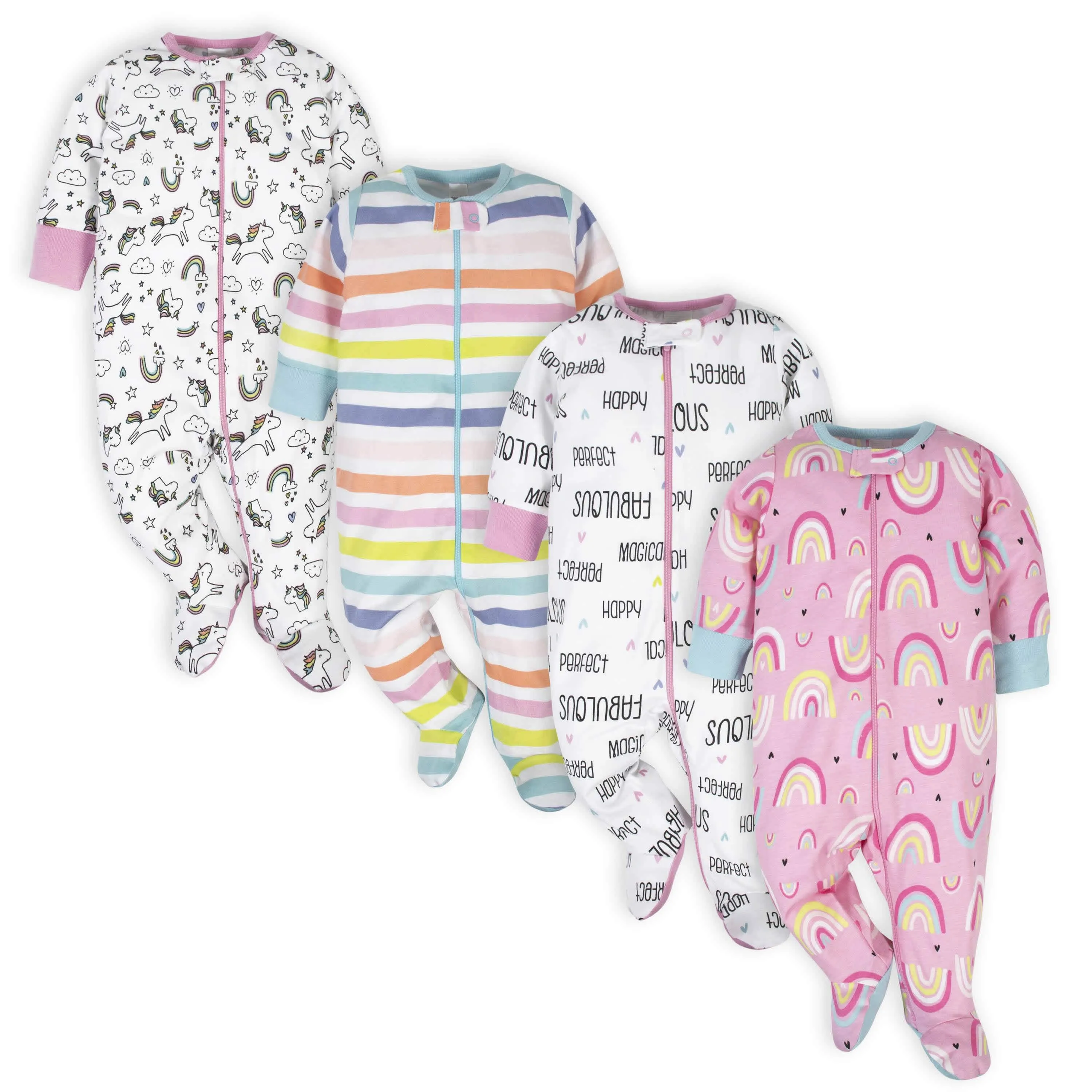 4-Pack Baby Girls Unicorns Sleep 'N Plays Gerber Childrenswea