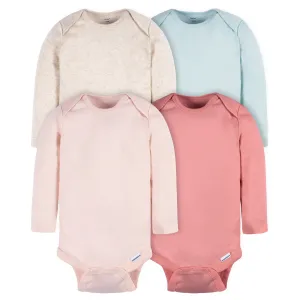 4-Pack Baby Neutral Blue/ Pink Long Sleeve Onesies Bodysuits Gerber Childrenswea