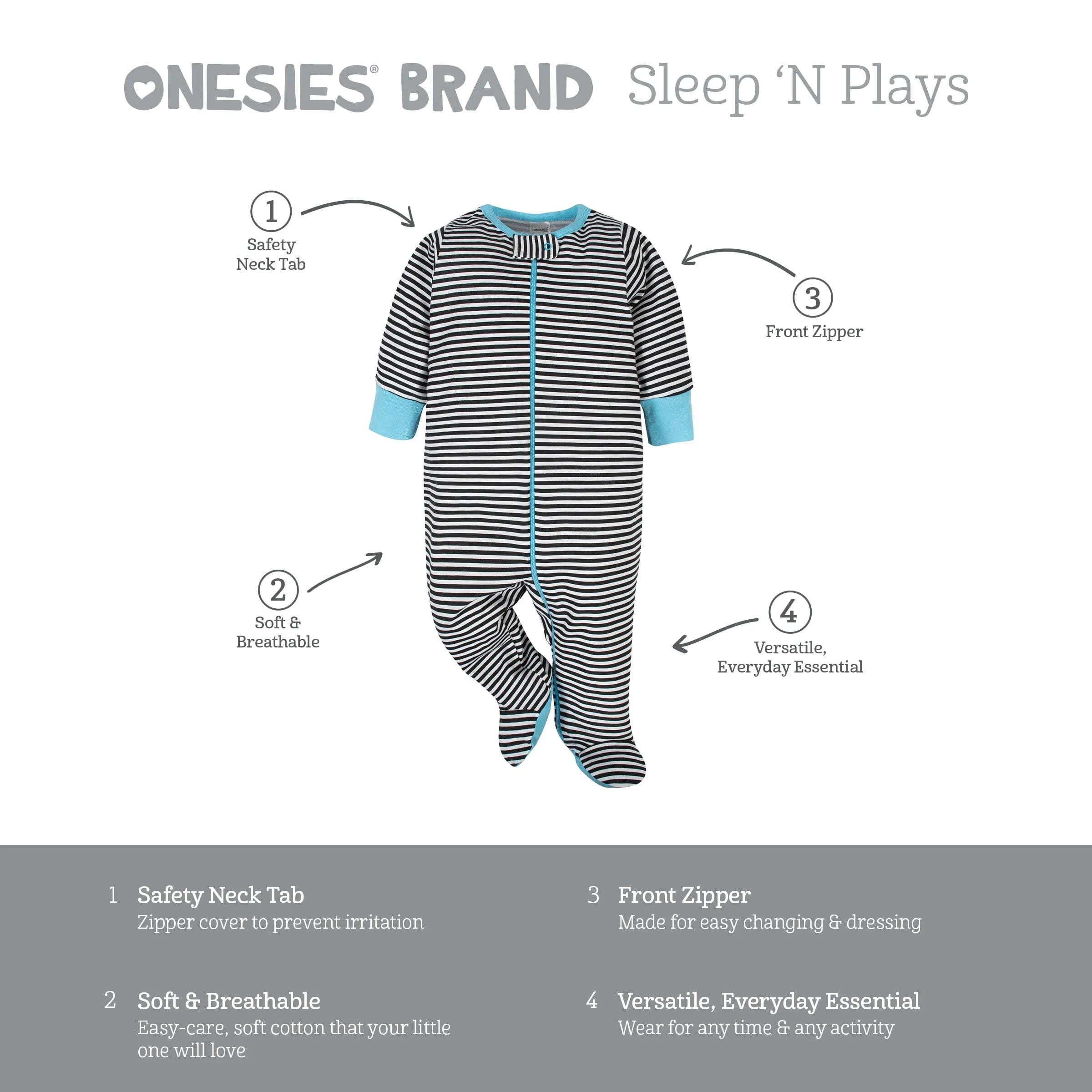 4-Pack Baby Neutral Elephant Sleep 'N Plays Gerber Childrenswea
