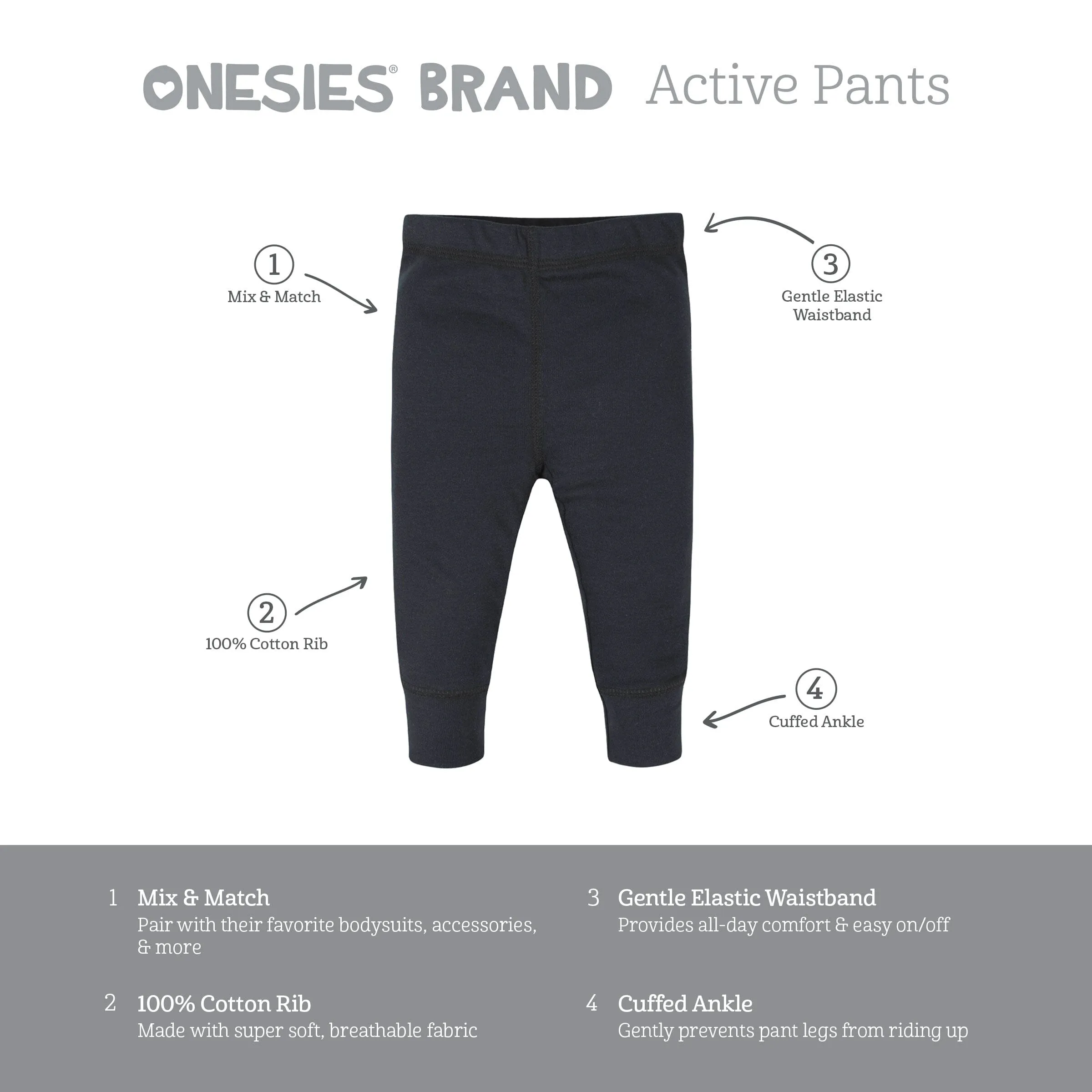 4-Pack Baby Neutral Gray Heather Pants Gerber Childrenswea