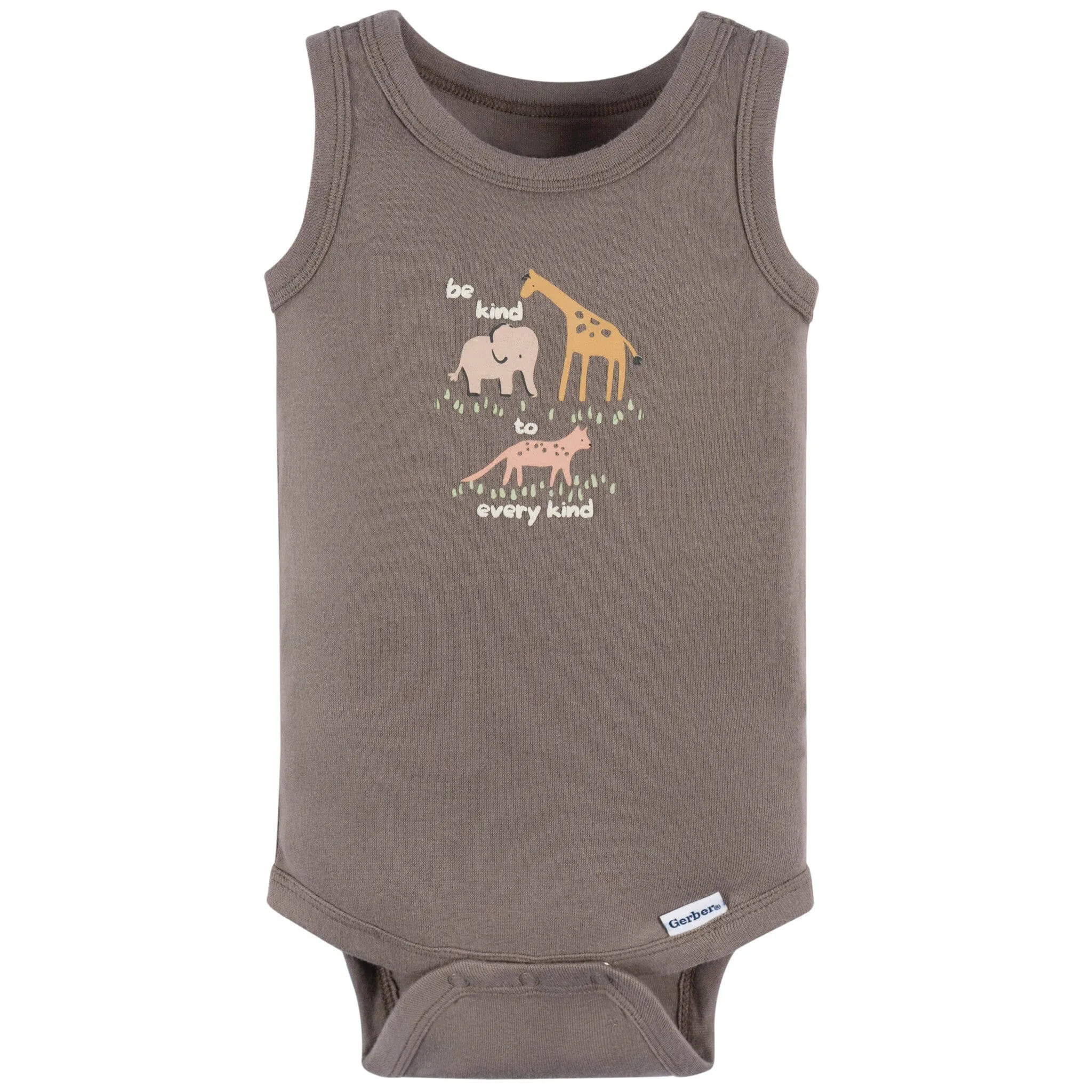 4-Pack Baby Neutral Ivory Safari Sleeveless Onesies Bodysuits Gerber Childrenswea