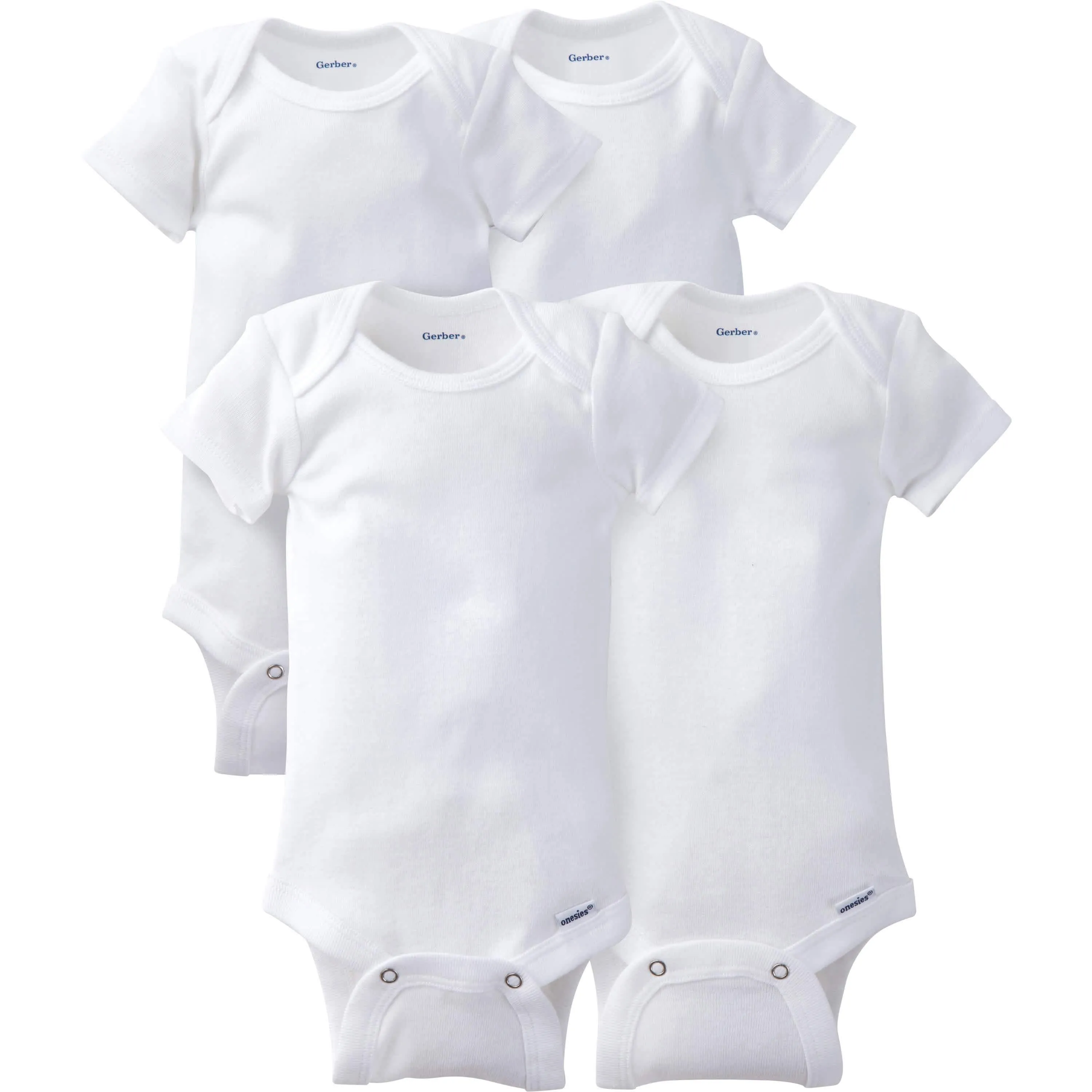 4-Pack Baby Neutral White Onesies Bodysuits Gerber Childrenswea