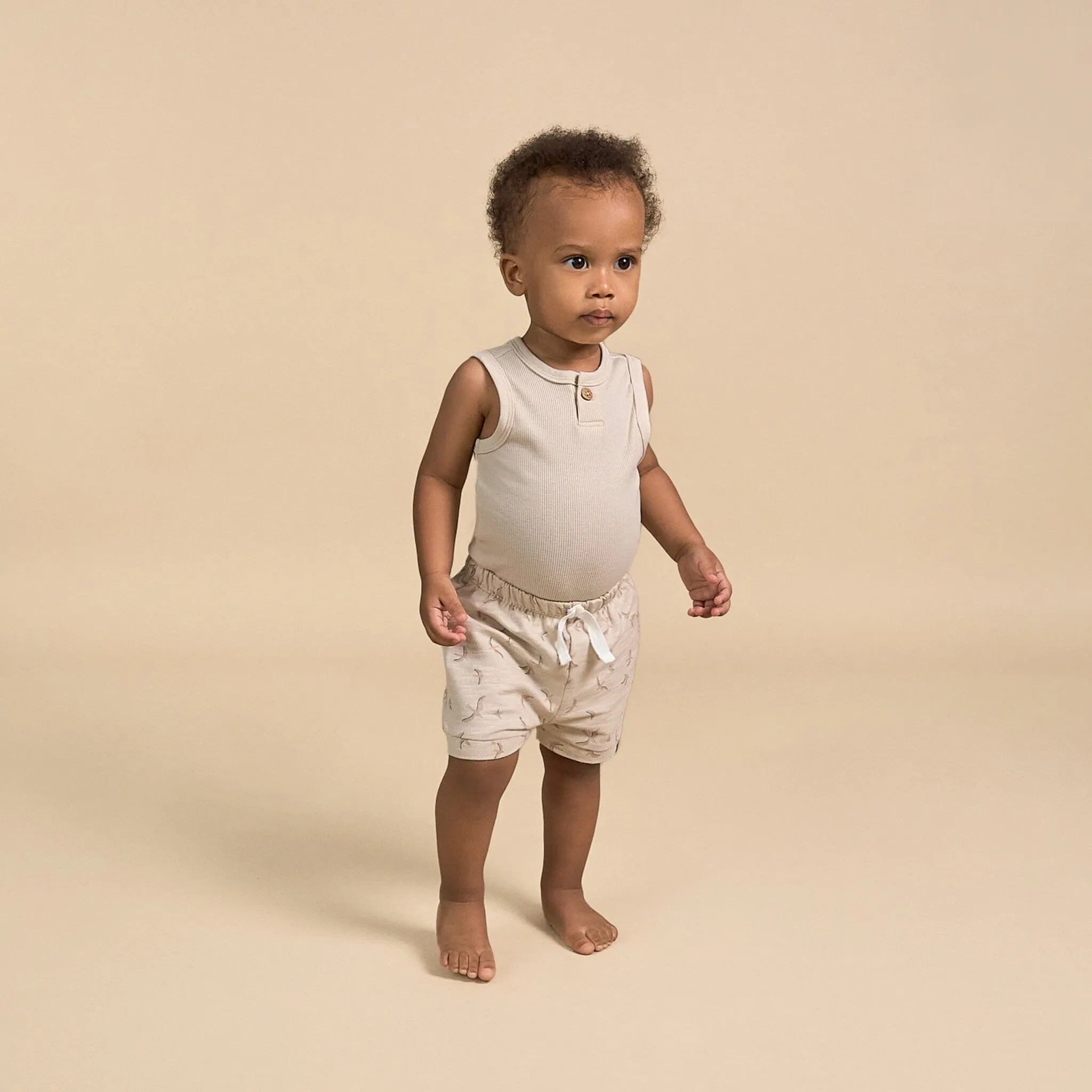 4-Piece Baby Boys Tan & Blue Bodysuits and Shorts Set Gerber Childrenswea