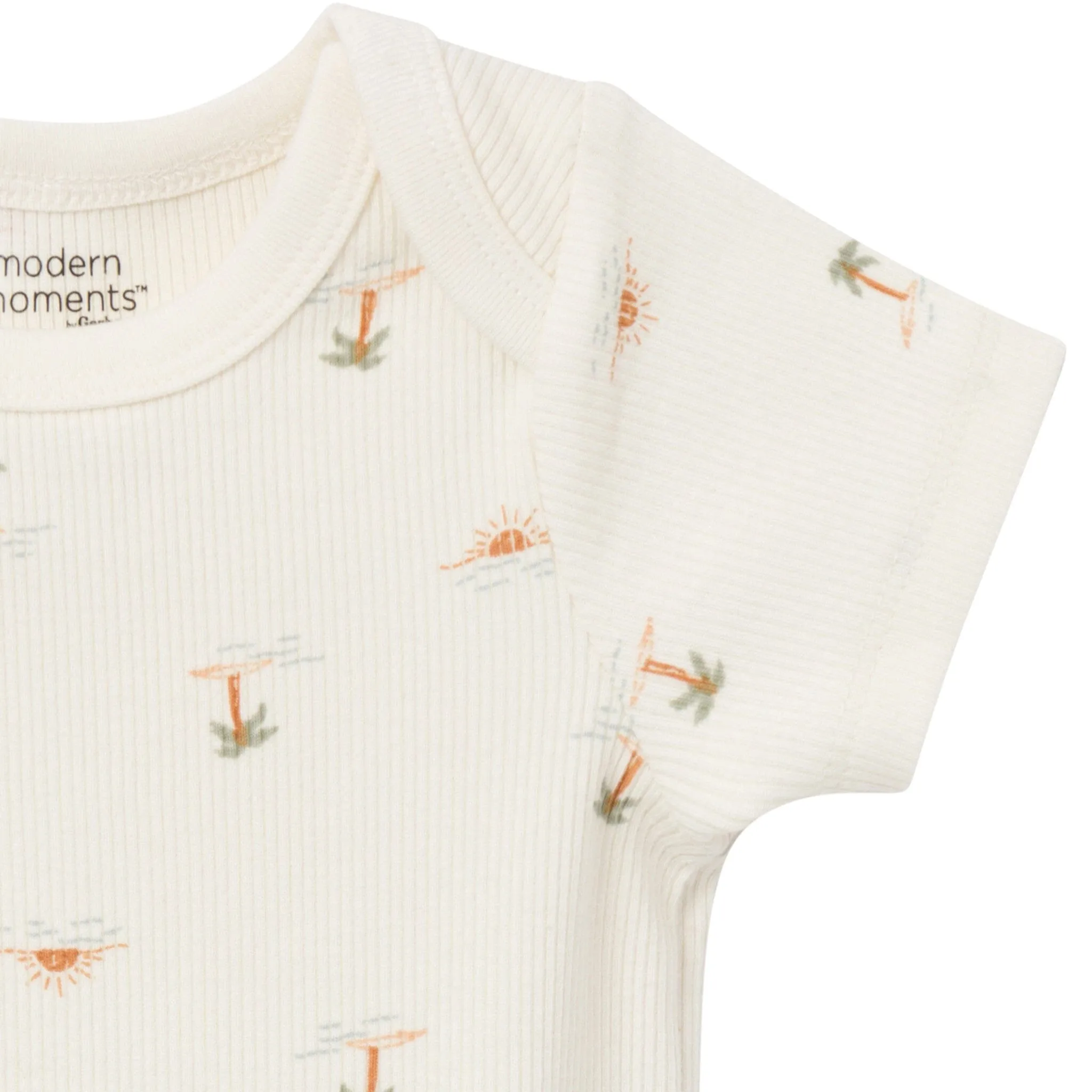 4-Piece Baby Neutral Ivory Mini Island Short Sleeve Bodysuits and Shorts Set Gerber Childrenswea