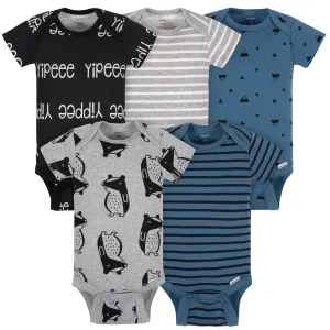 5-Pack Baby Boys Comfy Stretch Badger Short Sleeve Onesies Bodysuits Gerber Childrenswea