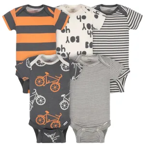 5-Pack Baby Boys Comfy Stretch Bicycle Short Sleeve Onesies Bodysuits Gerber Childrenswea