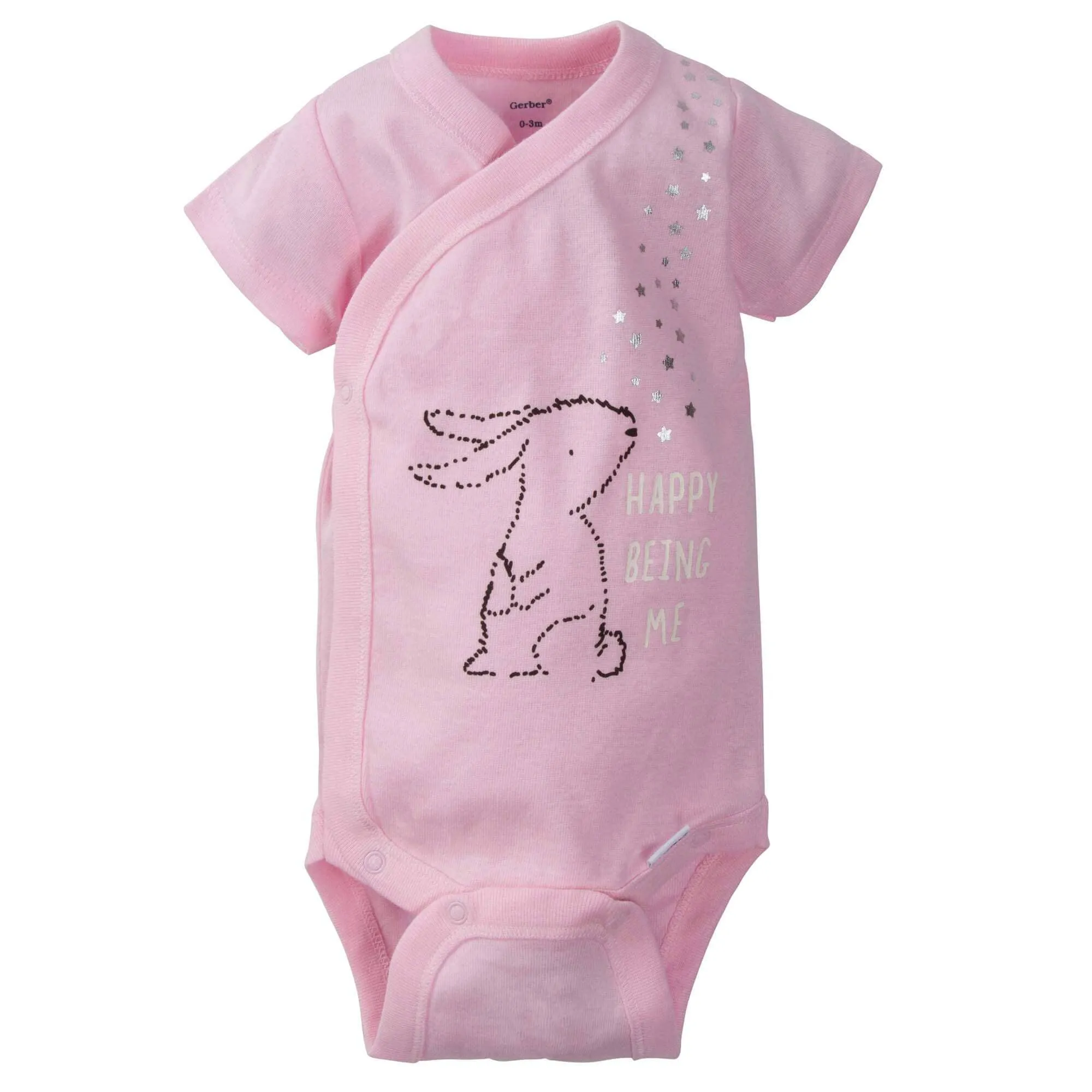 5-Pack Baby Girls Bunny Short Sleeve Onesies Bodysuits Gerber Childrenswea