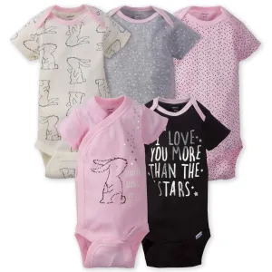5-Pack Baby Girls Bunny Short Sleeve Onesies Bodysuits Gerber Childrenswea