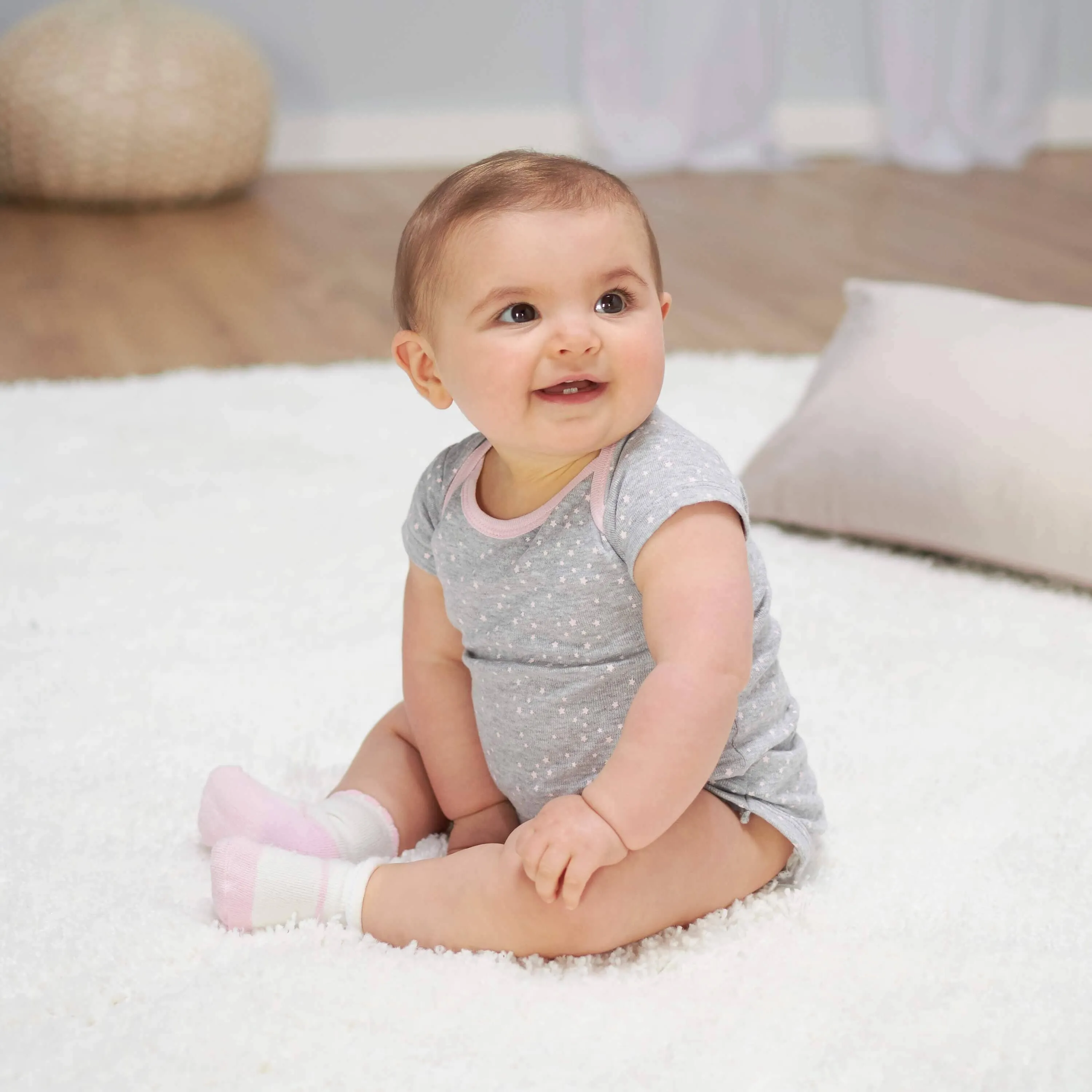 5-Pack Baby Girls Bunny Short Sleeve Onesies Bodysuits Gerber Childrenswea