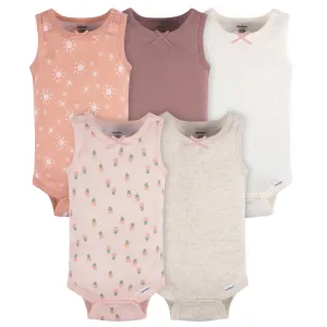 5-Pack Baby Girls Flowers Sleeveless Onesies Bodysuits Gerber Childrenswea