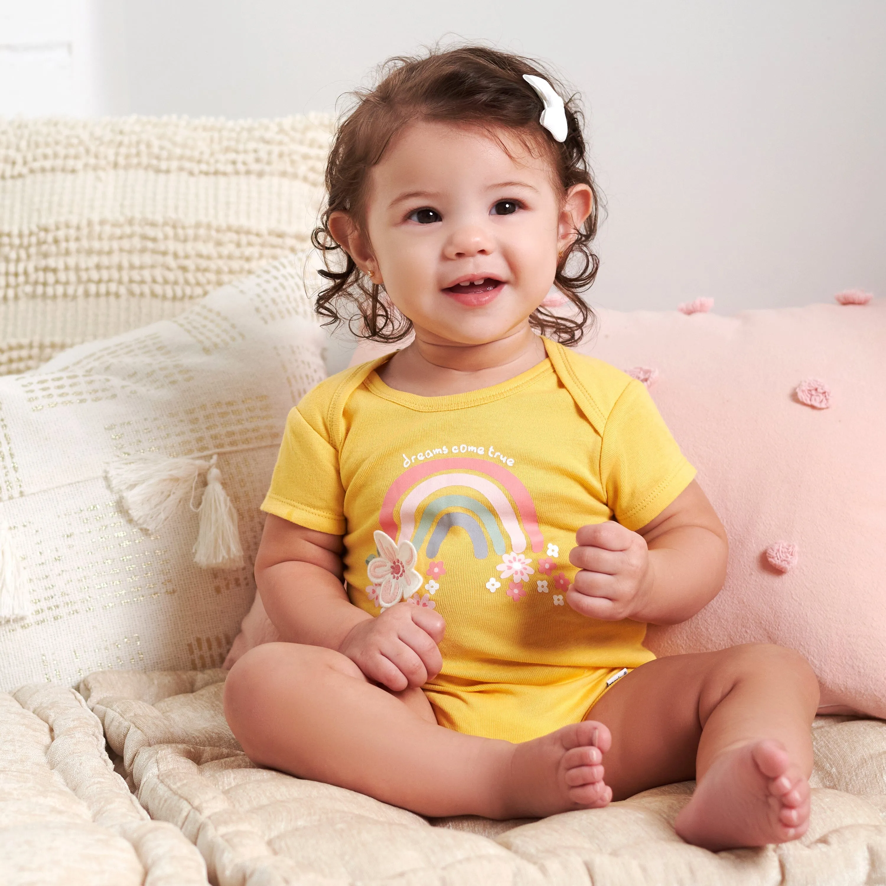 5-Pack Baby Girls Golden Floral Onesies Bodysuits Gerber Childrenswea