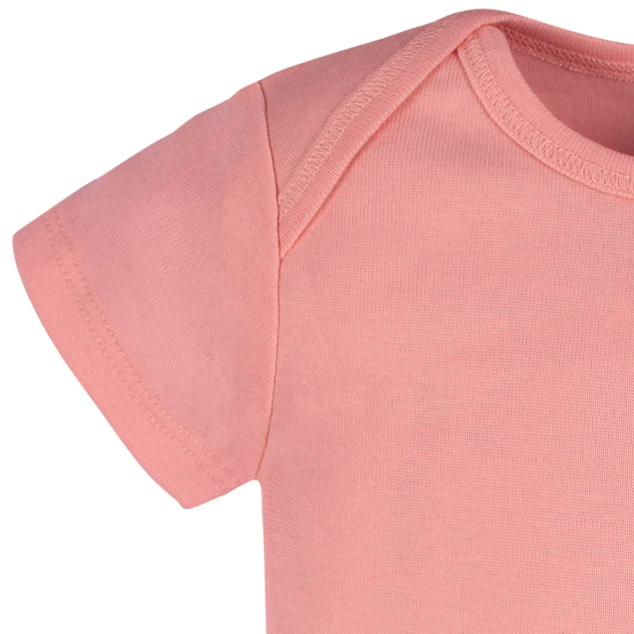 5-Pack Baby Girls Mauve Pink Premium Short Sleeve Lap Shoulder Onesies Bodysuits Gerber Childrenswea