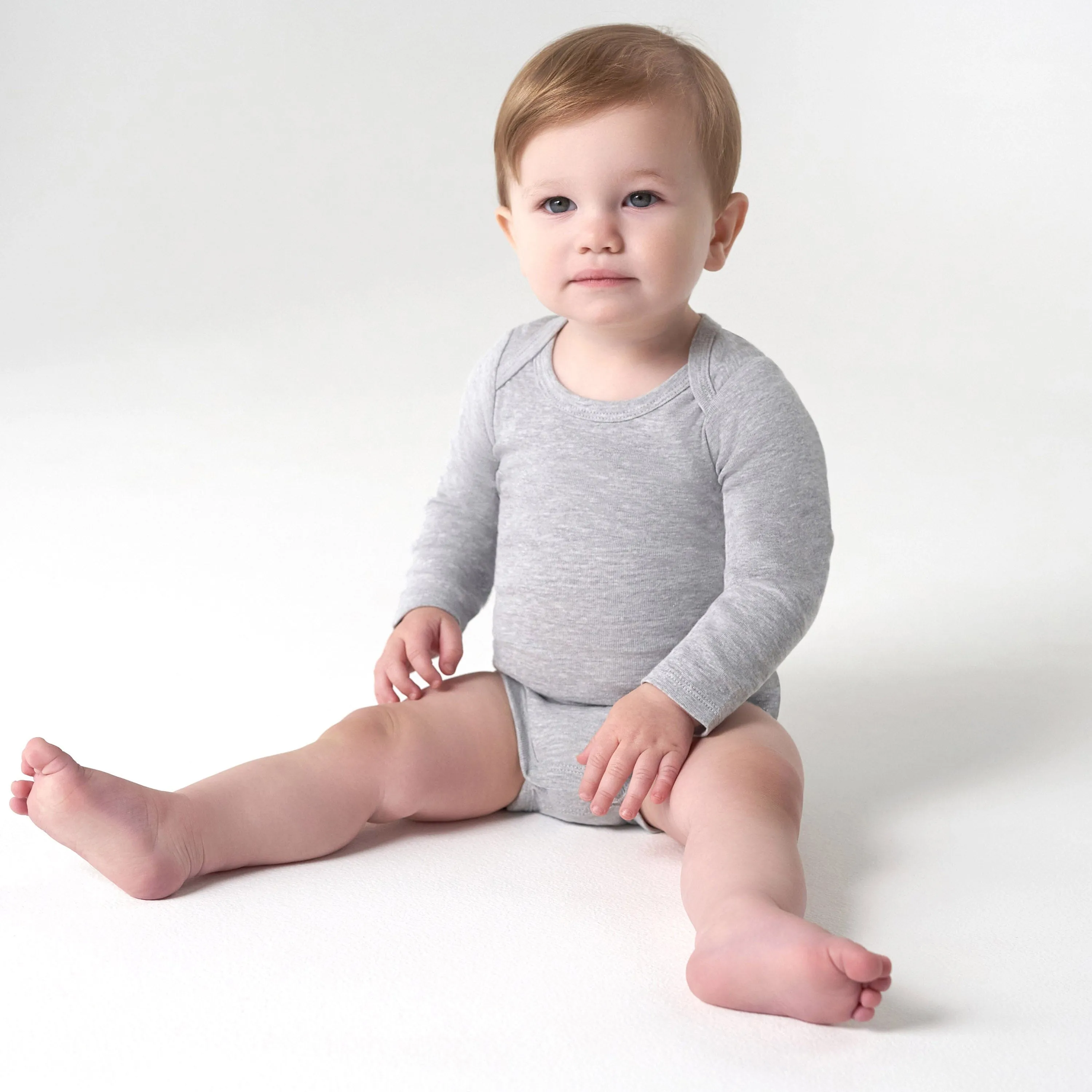 5-Pack Baby Heather Gray Premium Long Sleeve Onesies Bodysuits Gerber Childrenswea