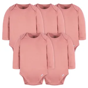 5-Pack Baby Mauve Pink Premium Long Sleeve Onesies Bodysuits Gerber Childrenswea