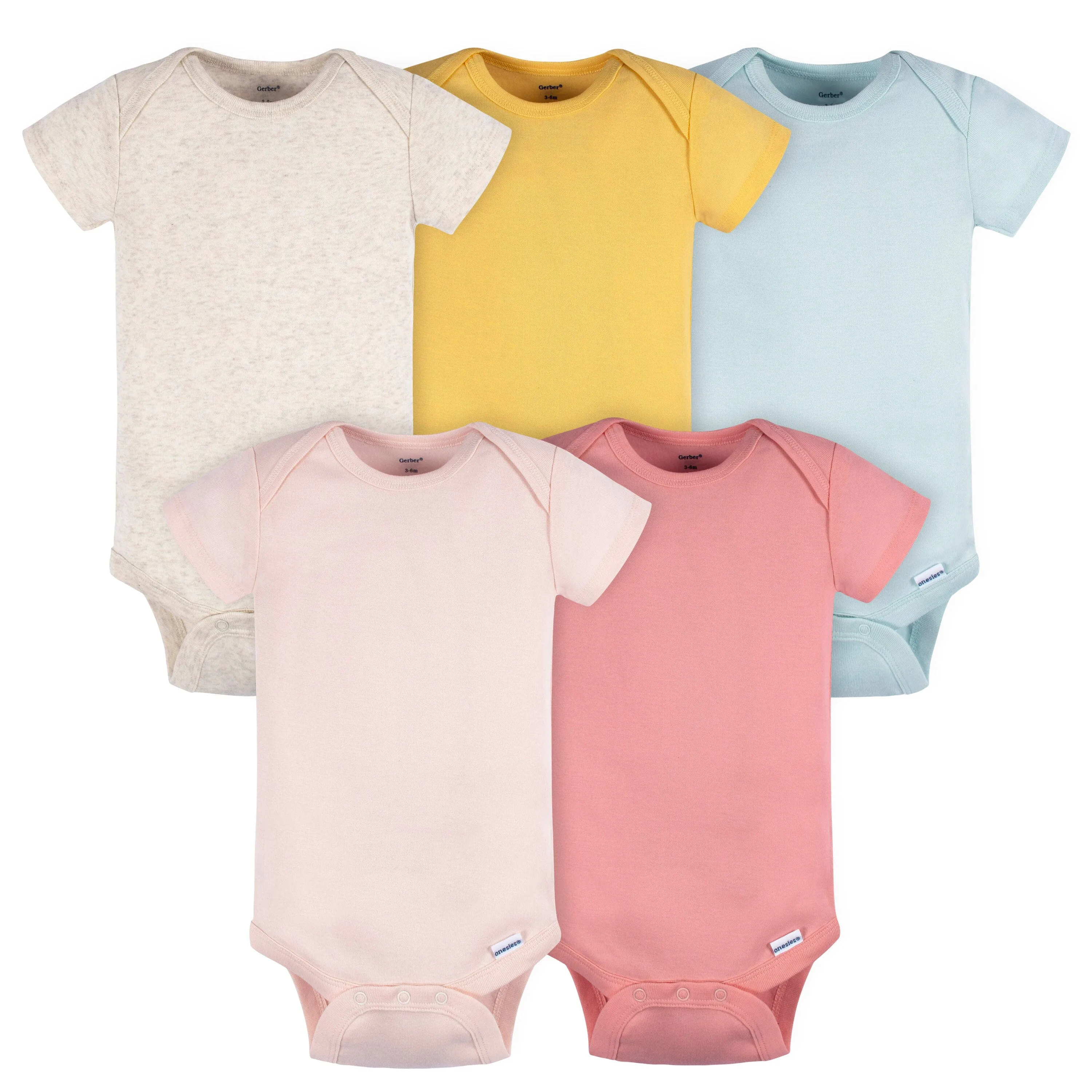 5-Pack Baby Neutral Blue/ Pink Short Sleeve Onesies Bodysuits Gerber Childrenswea