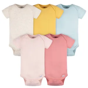 5-Pack Baby Neutral Blue/ Pink Short Sleeve Onesies Bodysuits Gerber Childrenswea
