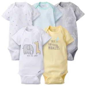 5-Pack Baby Neutral Elephant Short Sleeve Onesies Bodysuits Gerber Childrenswea