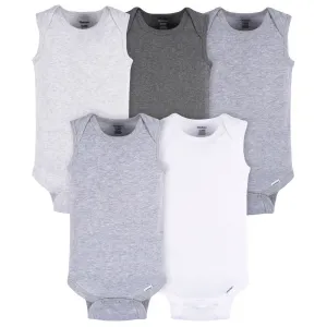 5-Pack Baby Neutral Grey Heather Sleeveless Lap Shoulder Onesies Bodysuits Gerber Childrenswea