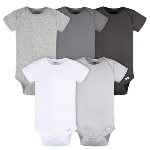 5-Pack Baby Neutral Greys Short Sleeve Onesies Bodysuits Gerber Childrenswea