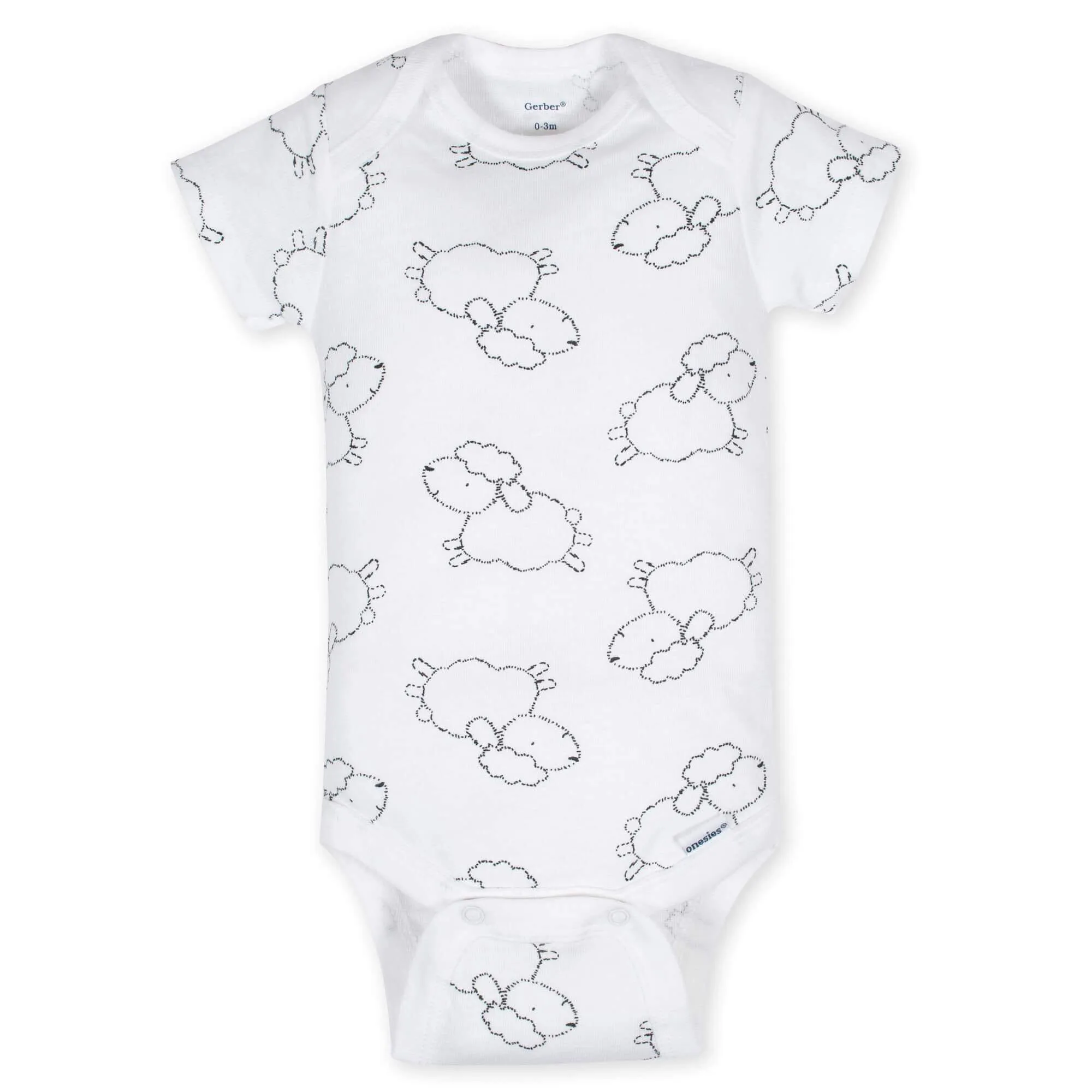 5-Pack Baby Neutral Lamb Short Sleeve Onesies Bodysuits Gerber Childrenswea