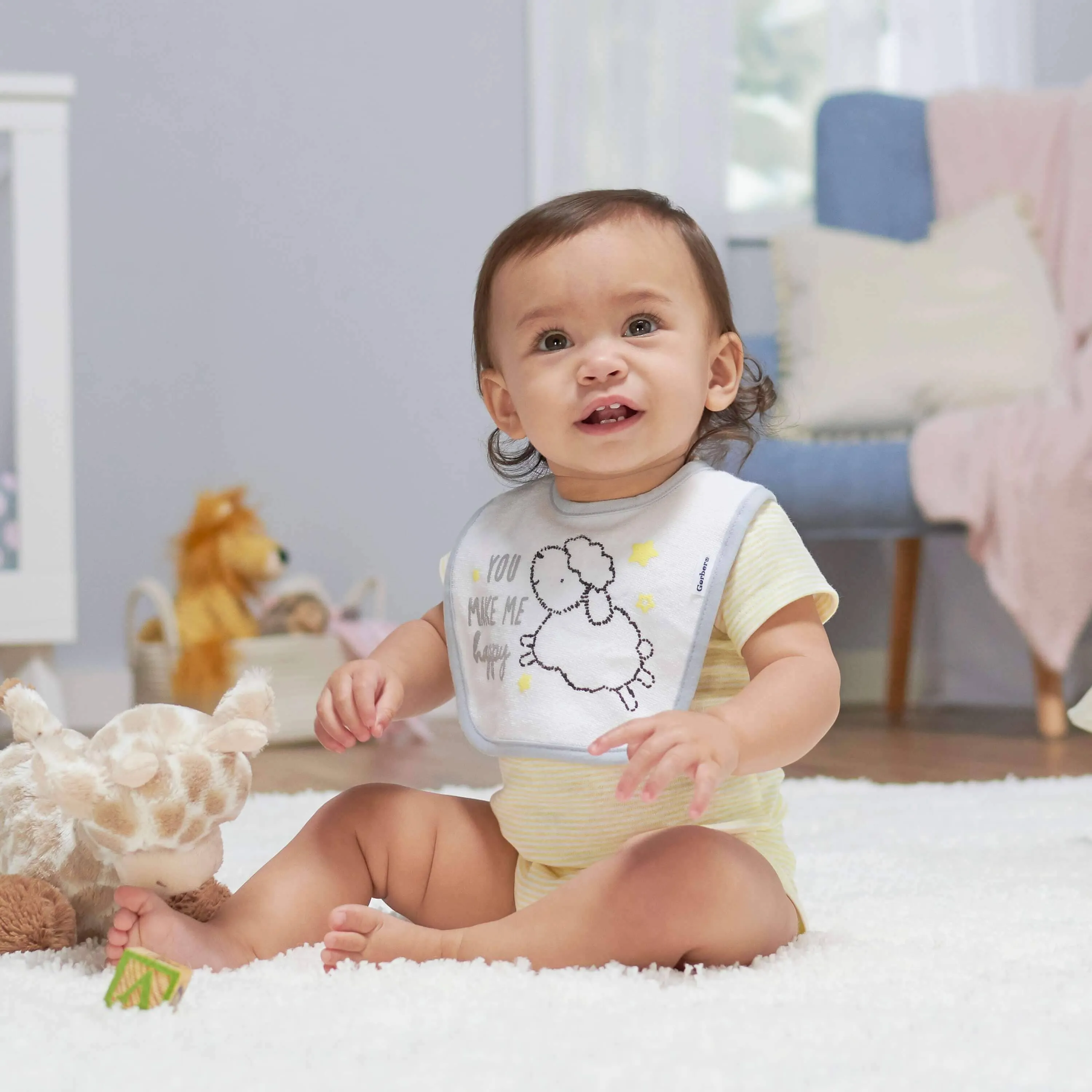 5-Pack Baby Neutral Lamb Short Sleeve Onesies Bodysuits Gerber Childrenswea