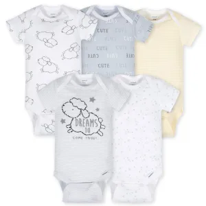 5-Pack Baby Neutral Lamb Short Sleeve Onesies Bodysuits Gerber Childrenswea