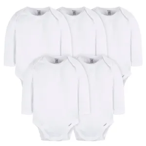 5-Pack Baby White Premium Long Sleeve Onesies Bodysuits Gerber Childrenswea