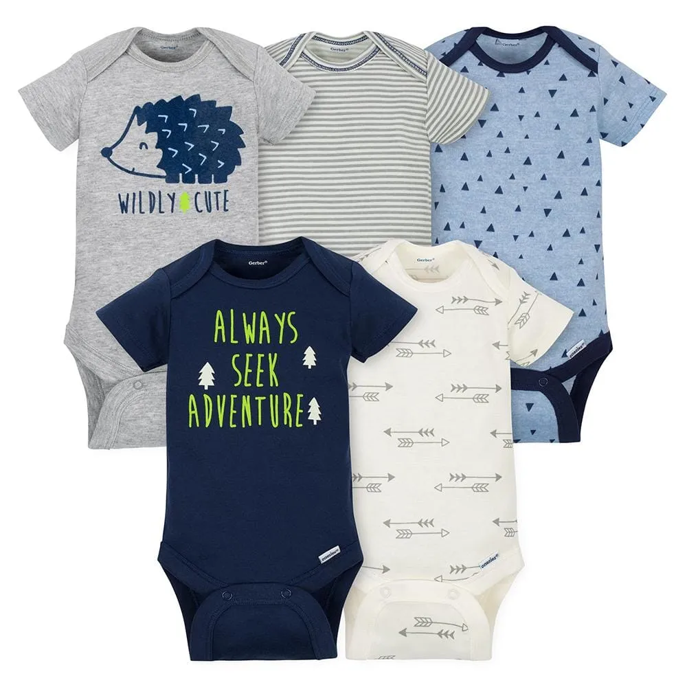 5-Pack Boys Hedgehog Short Sleeve Onesies Bodysuits Gerber Childrenswea