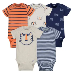 5-Pack Boys Tiger Short Sleeve Onesies Bodysuits Gerber Childrenswea