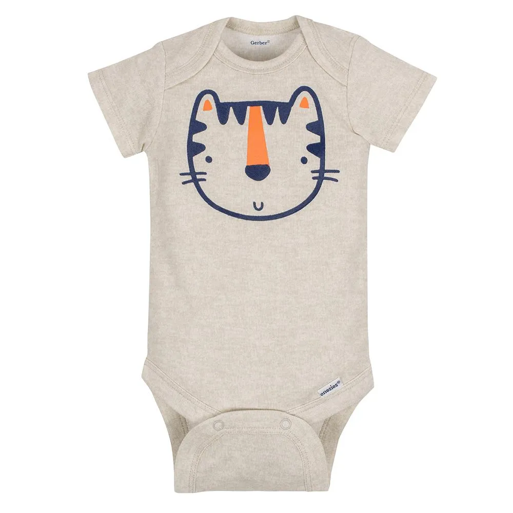 5-Pack Boys Tiger Short Sleeve Onesies Bodysuits Gerber Childrenswea
