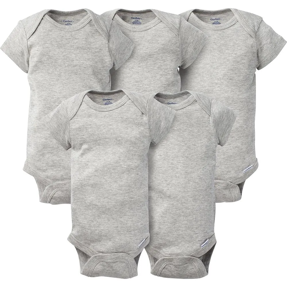 5-Pack Grey Onesies Bodysuits Gerber Childrenswea