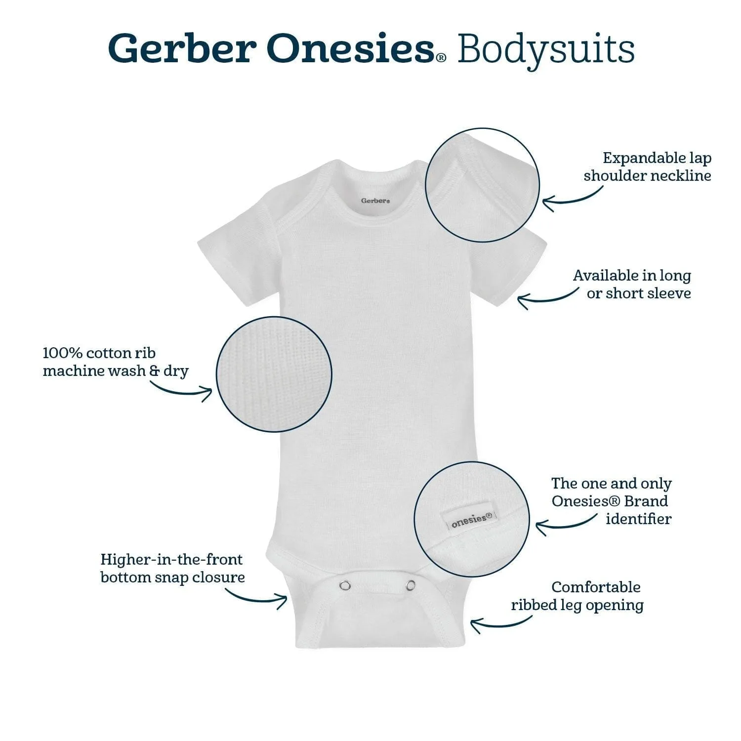 5-Pack Grey Onesies Bodysuits Gerber Childrenswea